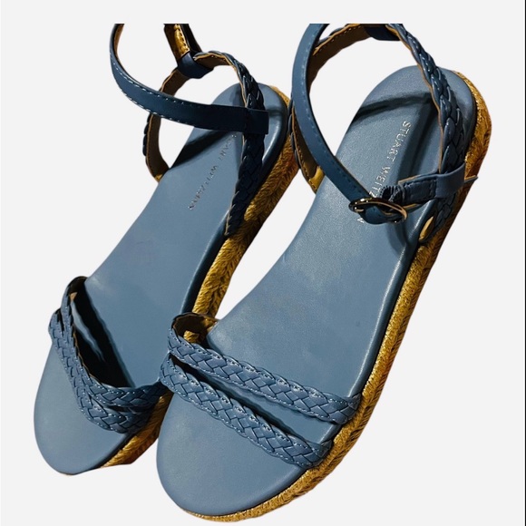 Stuart Weitzman Light Blue Woven Wedges - Picture 2 of 4